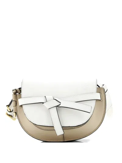 Pre-owned Loewe Gate Dual Shoulder Bag Leather Mini Crossbody Bag In Neutral