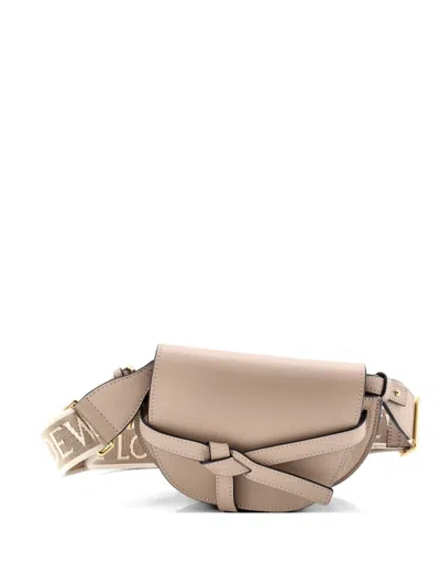 Pre-owned Loewe Gate Dual Shoulder Bag Leather Mini Crossbody Bag In Neutral