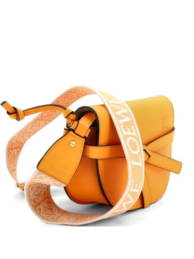 Pre-owned Loewe Gate Dual Shoulder Bag Leather Mini Crossbody Bag In Orange