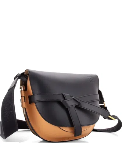 Pre-owned Loewe Gate Dual Shoulder Bag Leather Small Crossbody Bag In Black
