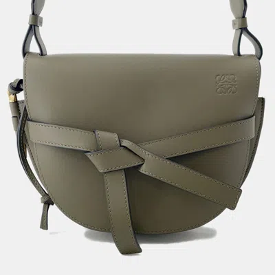 Pre-owned Loewe Gate Dual Shoulder Bag Olive Green Calf Leather Size Small