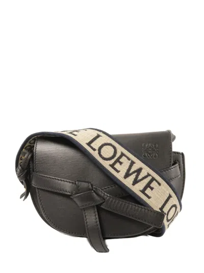 Pre-owned Loewe Gate Knot-detail Shoulder Bag In Black