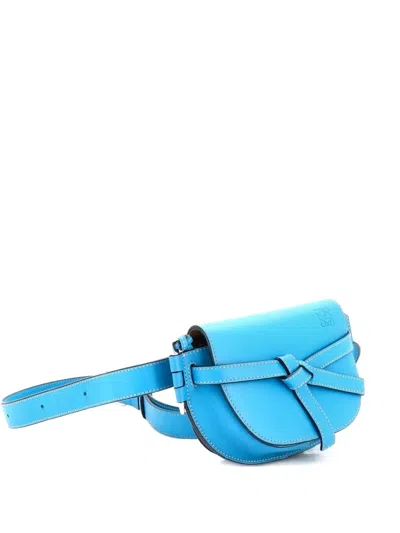 Pre-owned Loewe Gate Leather Mini Belt Bag In Blue