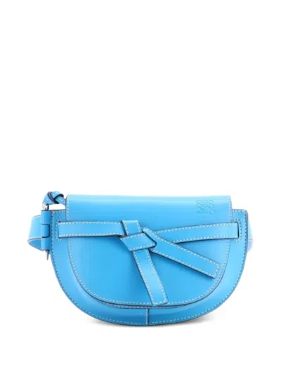 Pre-owned Loewe Gate Leather Mini Belt Bag In Blue