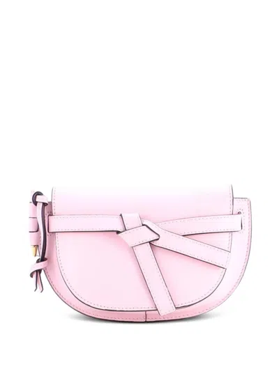 Pre-owned Loewe Gate Leather Mini Belt Bag In Pink