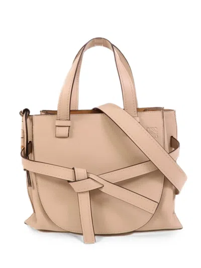 Pre-owned Loewe Gate Leather Tote Bag In Neutral