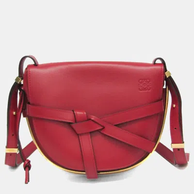 Pre-owned Loewe Metal Gate Leather Shoulder Bag Red Color