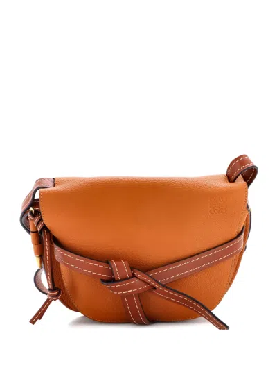 Pre-owned Loewe Gate Shoulder Bag Leather Large Crossbody Bag In Brown