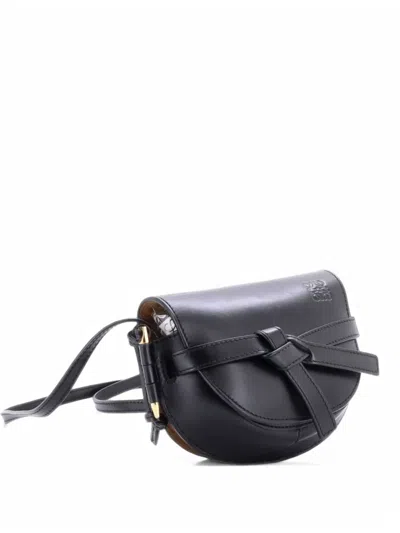 Pre-owned Loewe Gate Shoulder Bag Leather Mini Crossbody Bag In Black