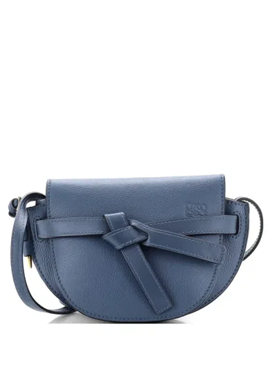 Pre-owned Loewe Gate Shoulder Bag Leather Mini Crossbody Bag In Blue