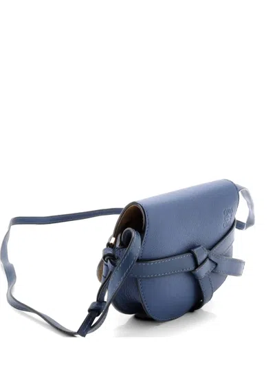 Pre-owned Loewe Gate Shoulder Bag Leather Mini Crossbody Bag In Blue