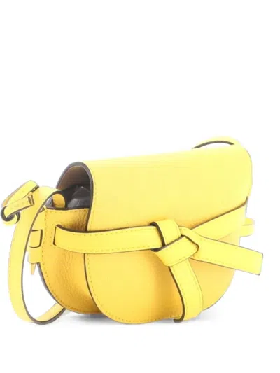 Pre-owned Loewe Gate Shoulder Bag Leather Mini Crossbody Bag In Yellow