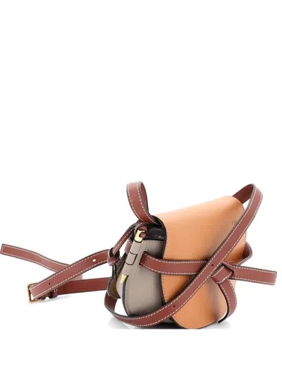 Pre-owned Loewe Gate Shoulder Bag Leather Small Crossbody Bag In Brown