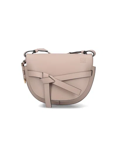 Loewe Mini Gate Dual Leather Shoulder Bag In Taupe