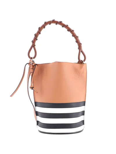 Pre-owned Loewe Gate Top Handle Leather Medium Bucket Bag In Brown