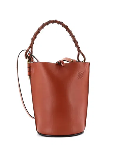 Pre-owned Loewe Gate Top Handle Leather Medium Bucket Bag In Brown