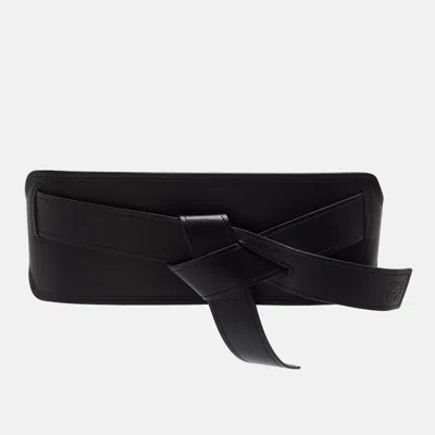 Pre-owned Loewe Gate Wide Belt Black Leather