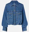 Loewe Cropped Denim Jacket With Wide Sleeves In Blue