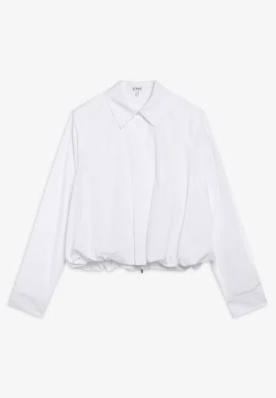Loewe Cropped Cotton Poplin Shirt In White