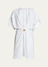 Loewe Womens Optic White Pebble Short-sleeved Cotton Mini Dress In Optic Whit