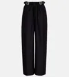 Loewe Belted Trousers In Wool And Silk In Black
