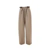 Loewe Gathered Wool Pants In Brown