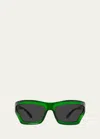 Loewe Geometric Injected Plastic Wrap Sunglasses In Dgrno/smkg