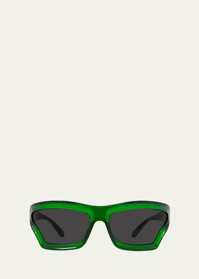Loewe Geometric Injected Plastic Wrap Sunglasses In Dgrno/smkg