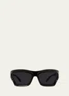 Loewe Geometric Injected Plastic Wrap Sunglasses In Black