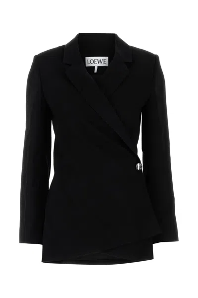 LOEWE GIACCA IN CREPE STRETCH NERO  DONNA