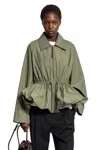 Loewe Drawstring-waist Gathered Jacket In Gray