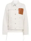 Loewe Asymmetric Leather-trimmed Cotton And Linen-blend Drill Jacket In Nude & Neutrals