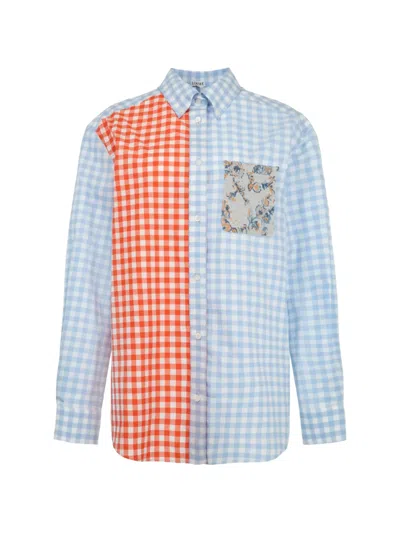 Loewe Gingham Patchwork Shirt In Blue