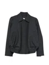 Loewe Gingham-check Leather-patch Jacket In Gray