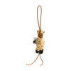 Loewe Giraffe Bag Charm In Raffia And Calfskin In Brown