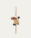 Loewe Giraffe Charm In Raffia In Brown