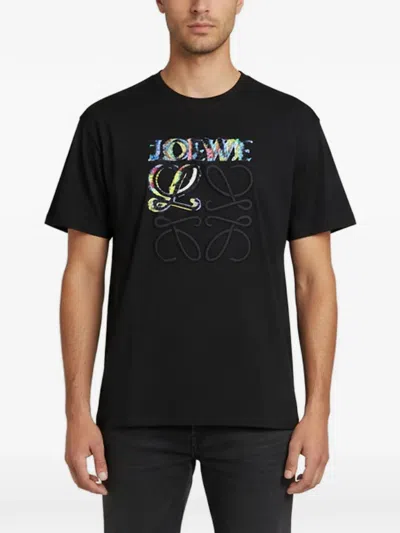 Pre-owned Loewe Glitch Anagram T-shirt In Black
