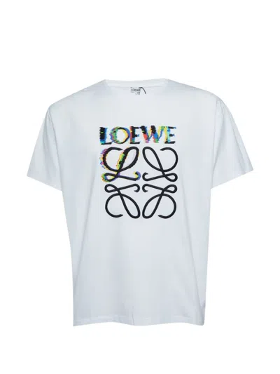 Pre-owned Loewe Glitch Anagram T-shirt In White