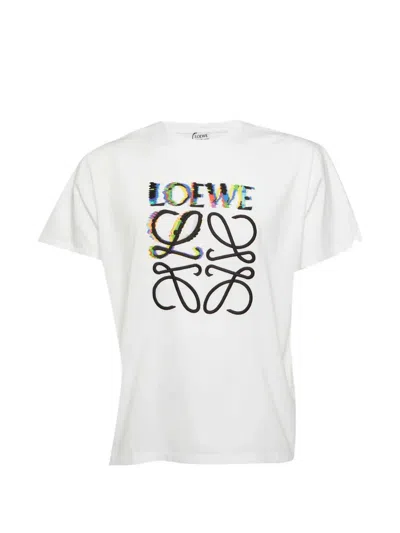 Pre-owned Loewe Glitch Anagram T-shirt In White