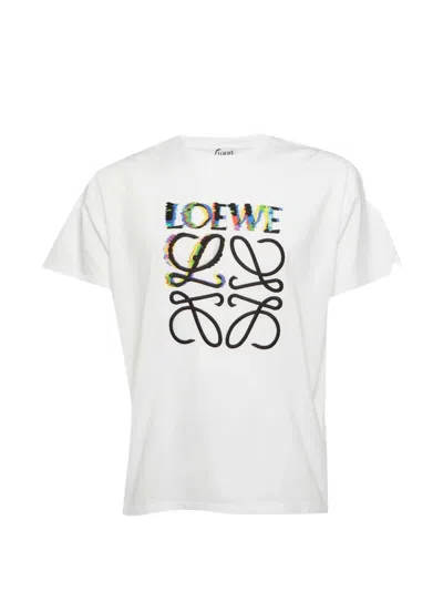 Pre-owned Loewe Glitch Anagram T-shirt In White