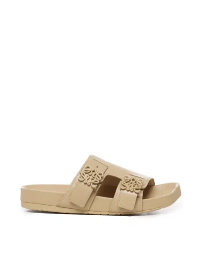 Loewe Ease Leather Dual-buckle Slide Sandals In Medium Concealer