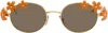 Loewe Gold & Orange Paula's Ibiza Daisy Field Sunglasses In Gold