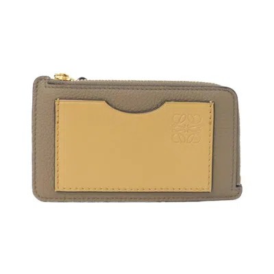 Pre-owned Loewe Gold Beige Leather Coin Purse/coin Case ()