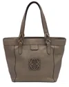 Loewe Gold Calfskin Leather Fusta Anagram Tote (authentic Pre-loved) In Gray