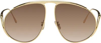 Loewe Gold Hillock Sunglasses In Brown