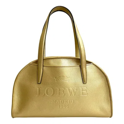 Pre-owned Loewe Gold Leather Boston Bag Handbag Shoulder Bag ()