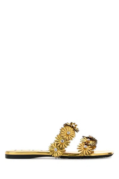 Loewe Gold Leather Paula S Ibiza Slippers