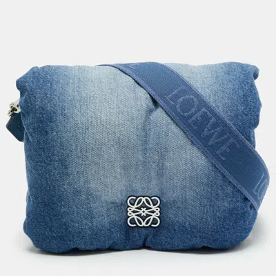 Pre-owned Loewe Goya Blue Puffer Denim Shoulder Bag