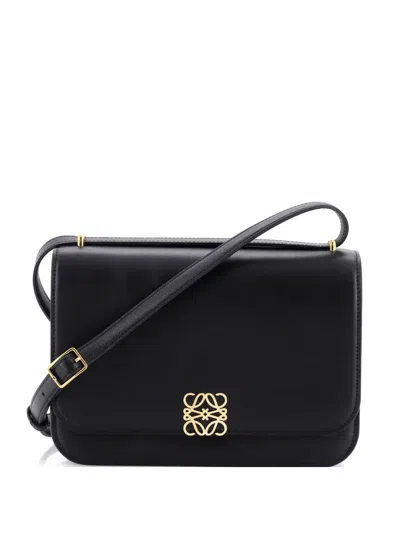 Pre-owned Loewe Goya Flap Bag Leather Medium Shoulder Bag In Black