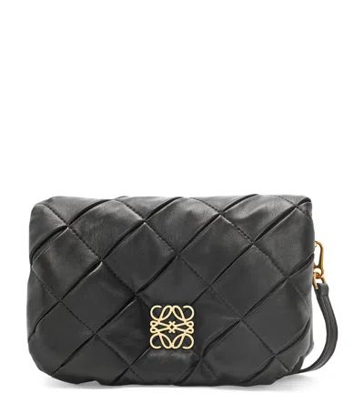 Loewe Goya Pleated Puffer Shoulder Bag In Black